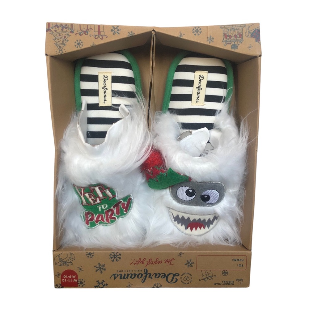 Dearfoams Yeti Party Time Slippers Woman’s size 11-12 Men’s size 9-10 - Picture 8 of 8